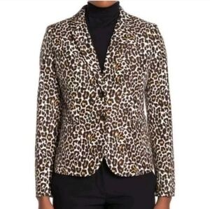 J.Crew Leopard Print School Boy Blazer 2-Button Closure Academia Animal Print M